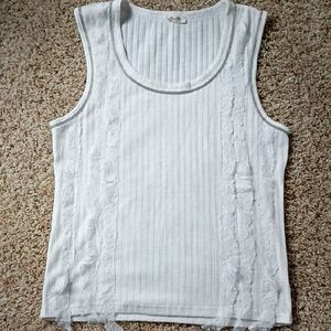 Miss Me White Lace Accent Tank Top